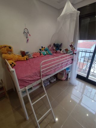 Estructura Cama Alta Metálica Blanca