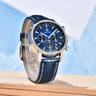 Reloj Benyar Hombre Cronógrafo Azul y Plateado