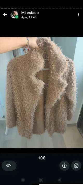 Abrigo de pelos beige/marrón talla única