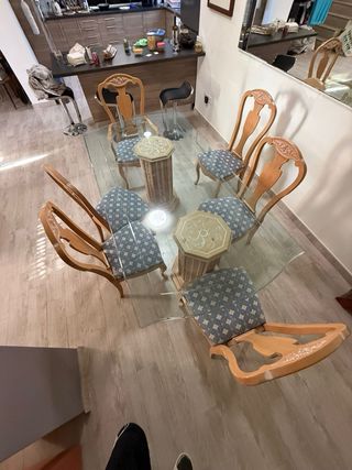 Comedor de vidrio espectacular con 6 sillas