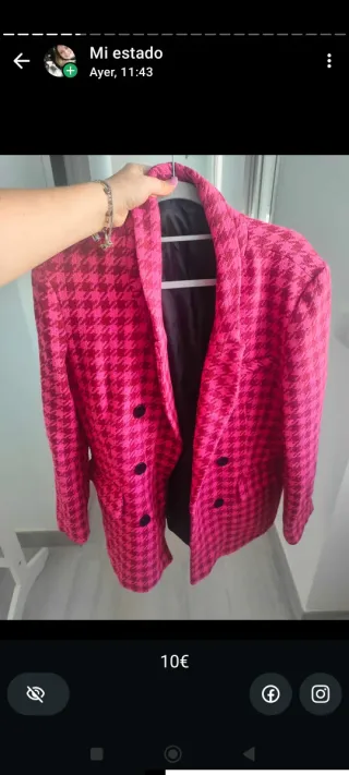 Chaqueta cuadros rosa mujer