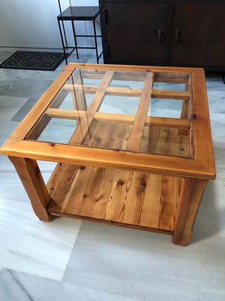 Mesa de centro pino y cristal