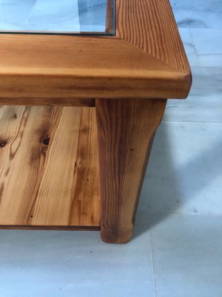 Mesa de centro pino y cristal