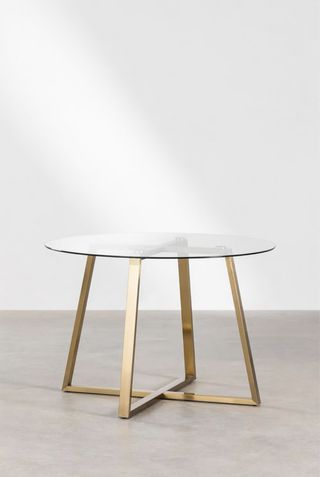 Mesa comedor redonda cristal y metal