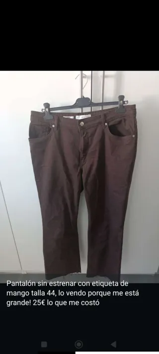 Pantalón Mango Talla 44 Marrón Nuevo