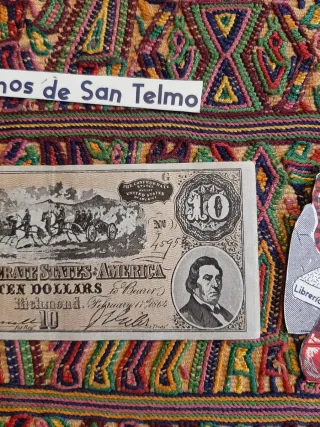 Billete 10 Dollars Confederados 1864