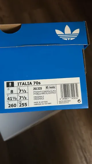 Adidas Italia Blancas y Verdes, talla 41 1/3