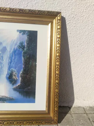 Cuadro Decorativo Dorado y Verde