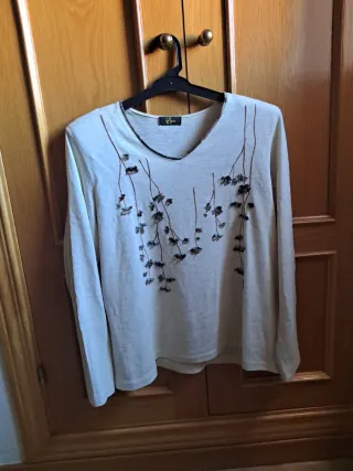 Camiseta ZERO mujer manga larga beige