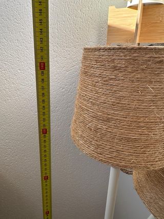 Lámpara de pie doble mimbre y metal