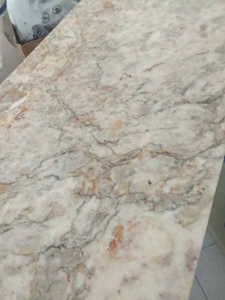 Mesa recibidor mármol y madera