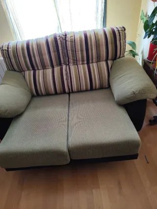 Conjunto de 2 sofás (3pl y 2pl) de tela verde con