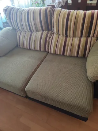 Conjunto de 2 sofás (3pl y 2pl) de tela verde con