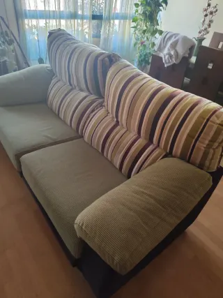 Conjunto de 2 sofás (3pl y 2pl) de tela verde con