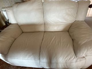 Sofá 2 plazas cuero blanco