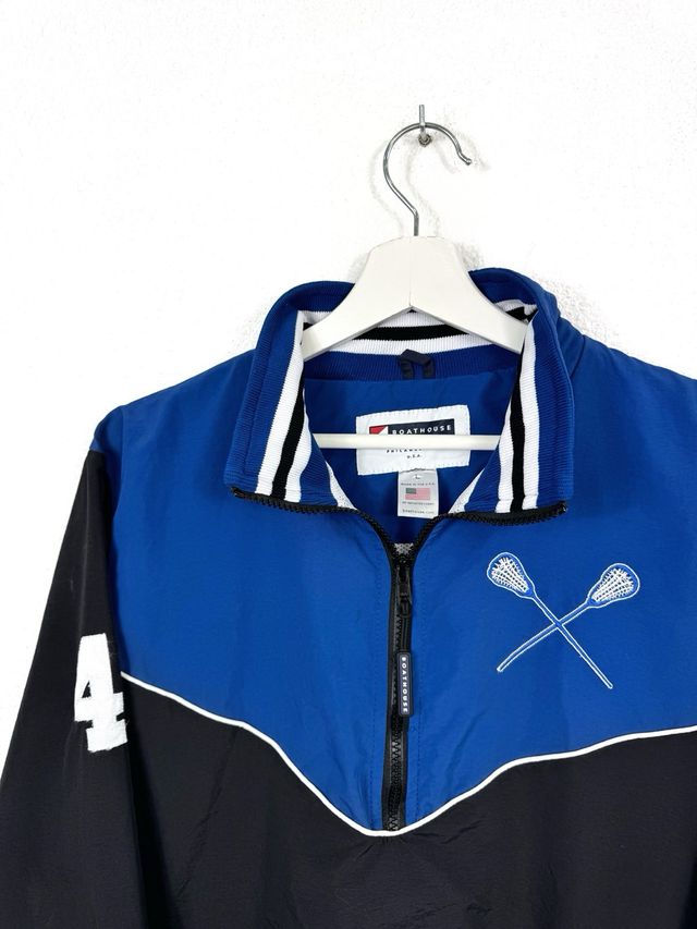 Cortavientos Vintage USA Half Zip Sport Azul Negro