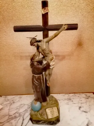 Figura San Francisco con Cristo antigua.