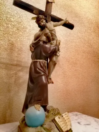 Figura San Francisco con Cristo antigua.