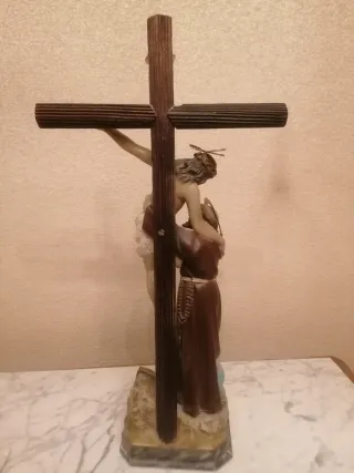 Figura San Francisco con Cristo antigua.