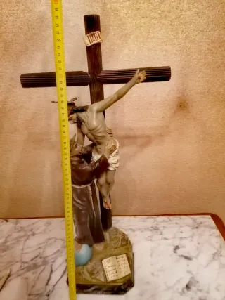 Figura San Francisco con Cristo antigua.