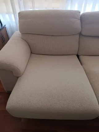 Sofá chaise longue beige tela