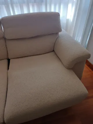 Sofá chaise longue beige tela