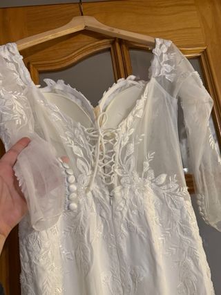 Vestido de Novia Talla M Encaje Manga Larga