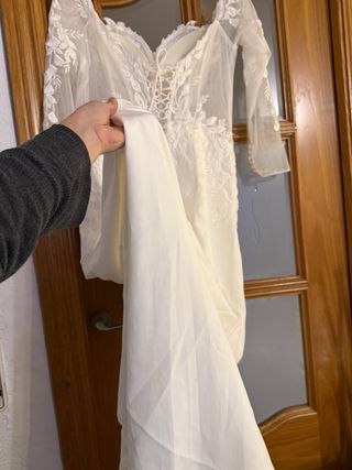 Vestido de Novia Talla M Encaje Manga Larga