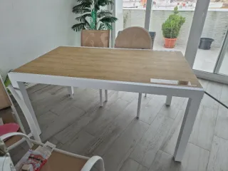 Mesa extensible jardín y 4 sillas.