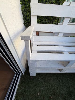 Banco Pallet Blanco Madera Exterior