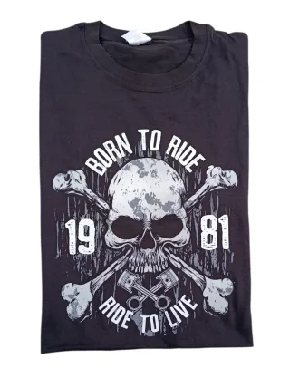 Camiseta Negra Algodón Diseño Calavera