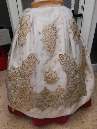 Falda Fallera Blanca y Dorada