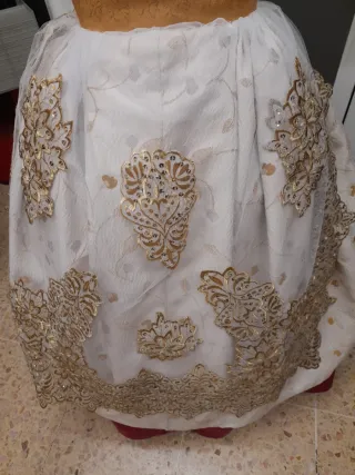 Falda Fallera Blanca y Dorada