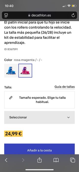 Patines en línea niña Talla 28-30