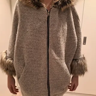 Abrigo lana con pelo talla única