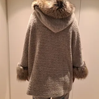 Abrigo lana con pelo talla única