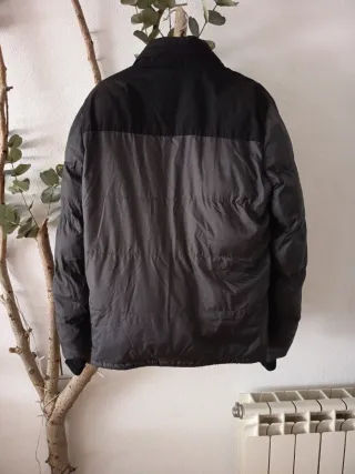 Chaqueta Schott plumífera negra y gris