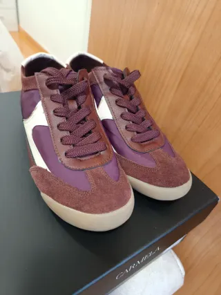 Zapatillas Stradivarius ante morado/marrón T37