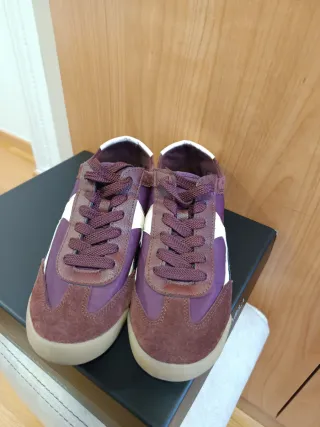 Zapatillas Stradivarius ante morado/marrón T37