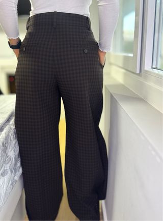 Pantalón Zara Balloon Cuadros Marrón Negro