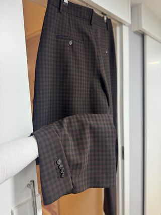 Pantalón Zara Balloon Cuadros Marrón Negro