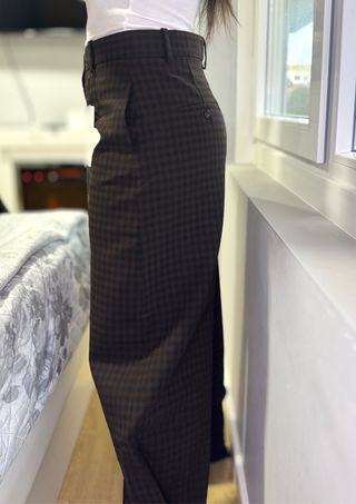 Pantalón Zara Balloon Cuadros Marrón Negro