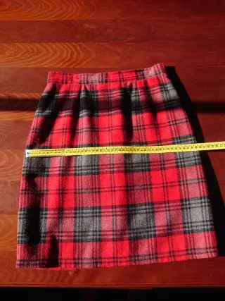 Minifalda cuadros roja y gris T38/40