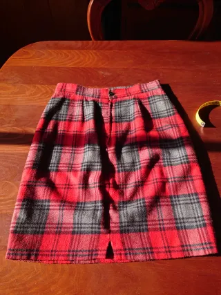 Minifalda cuadros roja y gris T38/40