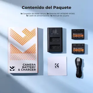Senza aprire K&F 2 batterie FUJI NP-W126+Caricatore