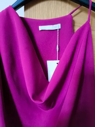 Top asimétrico Crep Zara Morado