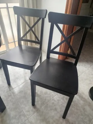 4 sillas comedor Rosentorp Ikea madera negra
