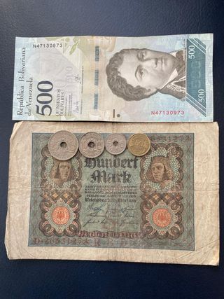 Lote monedas y billetes extranjeros