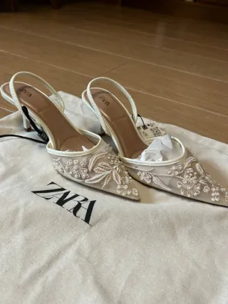 Zapatos Zara abalorios destalonado mesh 35