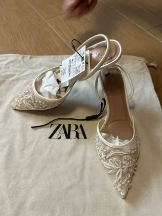 Zapatos Zara abalorios destalonado mesh 35